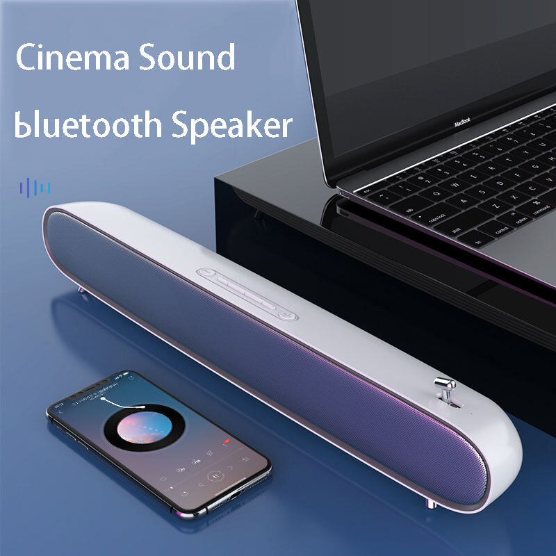 Wireless Speaker blueooth 5.0 Soundbar 4-Units 10W Hi-Fi 360 Surround Sound Noise Reduction Soundbar 2400mAh TF Card AUX-In Loudspeaker with Mic