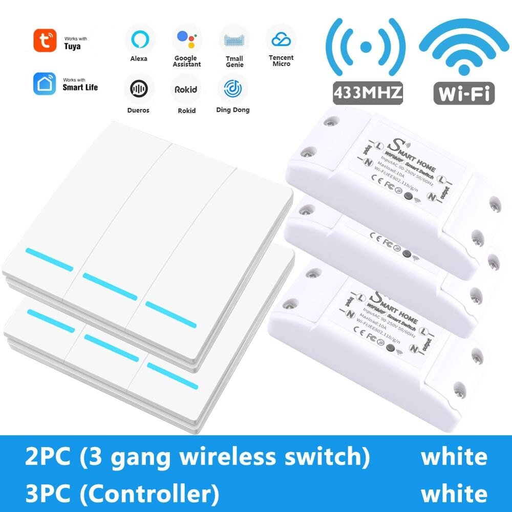 Smart Tuya WiFi Light Switch With RF 433Mhz Remote Control DIY Module Timer Works With Alexa Smart Home