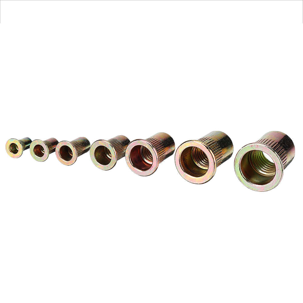 190Pcs M3/M4/M5/M6/M8/M10/12 Carbon Steel Zinc Plated Rivet Nut Threaded Countersunk Head Insert Nut Tool Kits