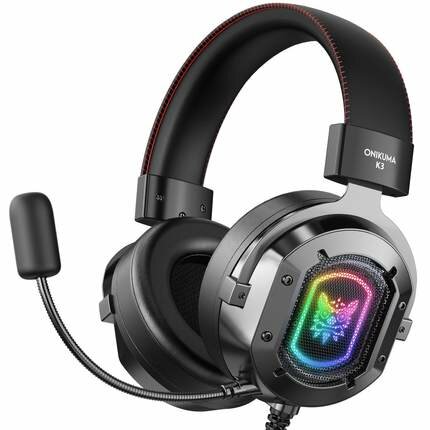 Gaming Headphones 50mm Drivers Unit Noise Reduction RGB Light Wired Headset with Mic