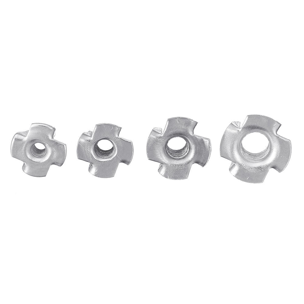 90Pcs Four Prong T Nut Inserts Carbon Steel Zinc Plated For Wood M3/M4/M5/M6/M8 Nut Assortment Kits