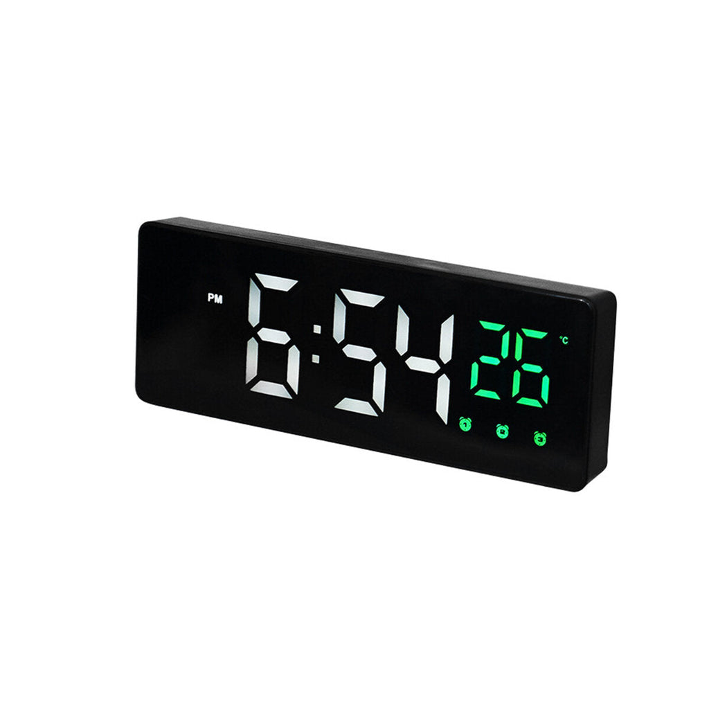 Mirror Alarm Clock LED Digital Voice Control Snooze Time Temperature Display Alarm Clock