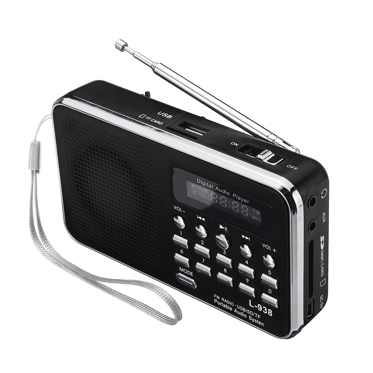 Portable FM 87.5-108MHZ 4.2V 4 Radio TF SD Card AUX Loop Play Speaker MP3 Music Player
