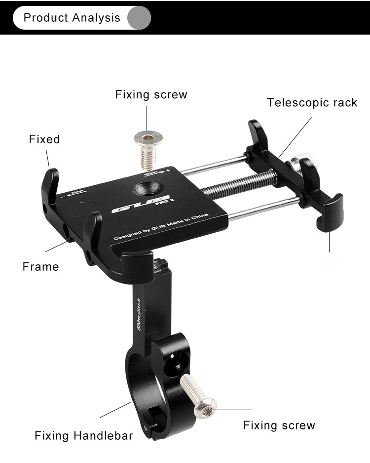 Anti-Slip Universal Bicycle 3.5-6.2inch Aluminium Alloy Bike Holder Handle Phone