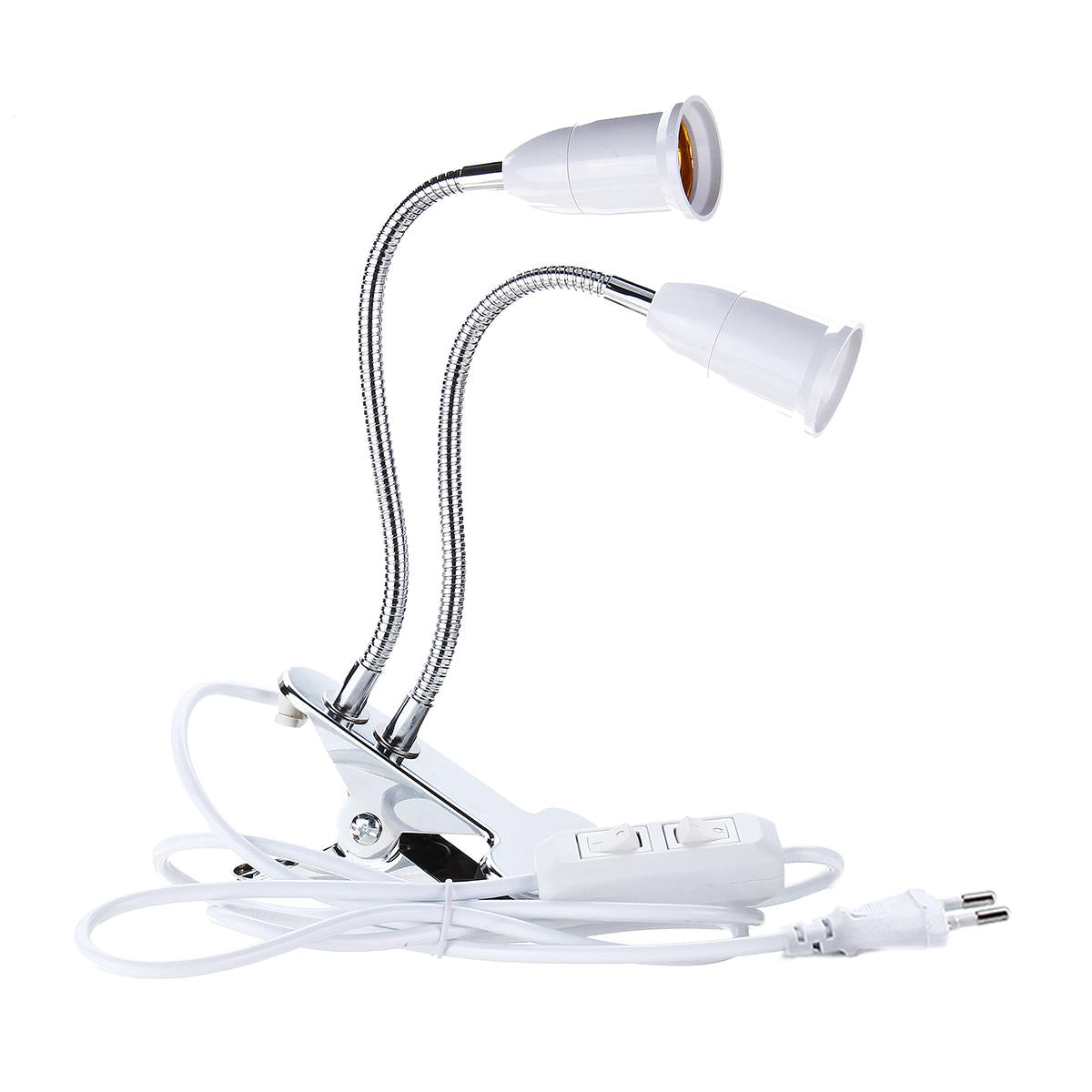 20CM Tube Dual Head Clip Lamp Holder Bulb Adapter with Switch for E27 LED Grow Light