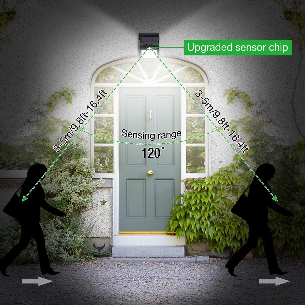 100 LED Solar Light PIR Motion Sensor Safety Outdoor Garden Wall Light
