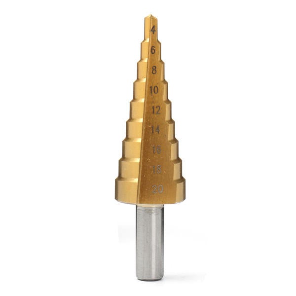 3pcs Titanium Coated HSS Step Cone Drill Bit Hole Cutter 4-12/20/32mm