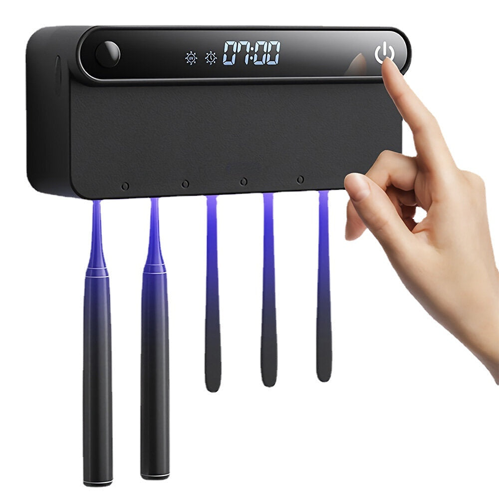 Intelligent Toothbrush Sterilizer Wall Mounted Timming UV Disinfection Toothbrush Disinfectant Holder With LED Displayed