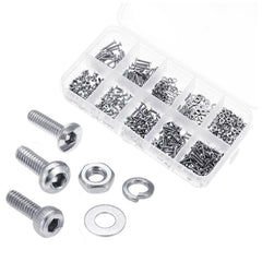 600Pcs M2 304 Stainless Steel Hex Socket CapButtonFlat Head Screw Washer Nut Kit