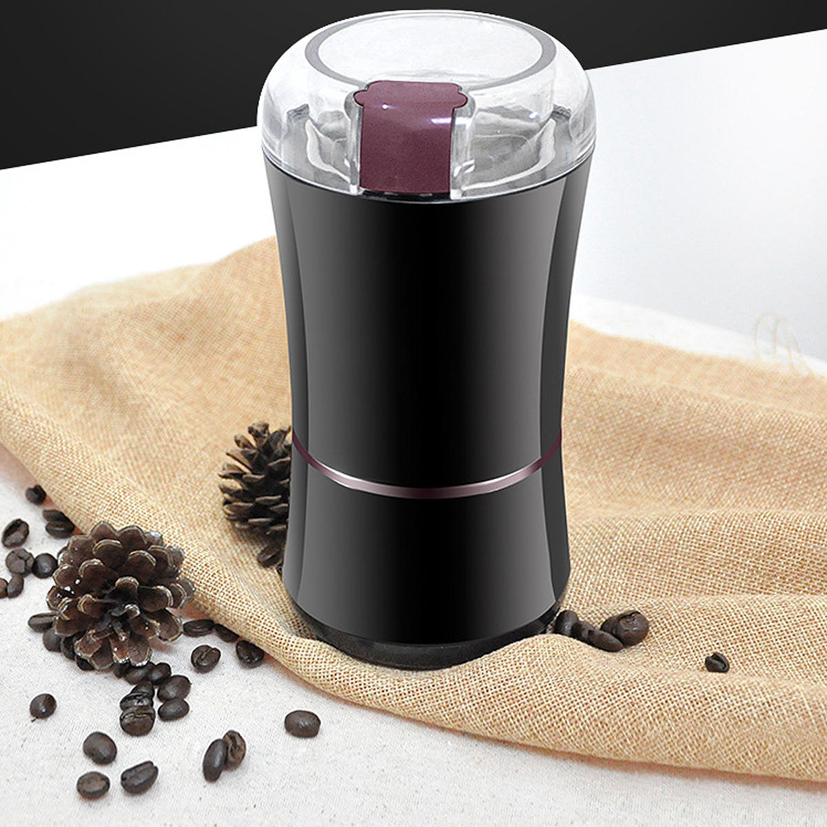 Portable Electric Coffee Grinder Beans Nuts Milling Grinding Machine Black Coffee Machine