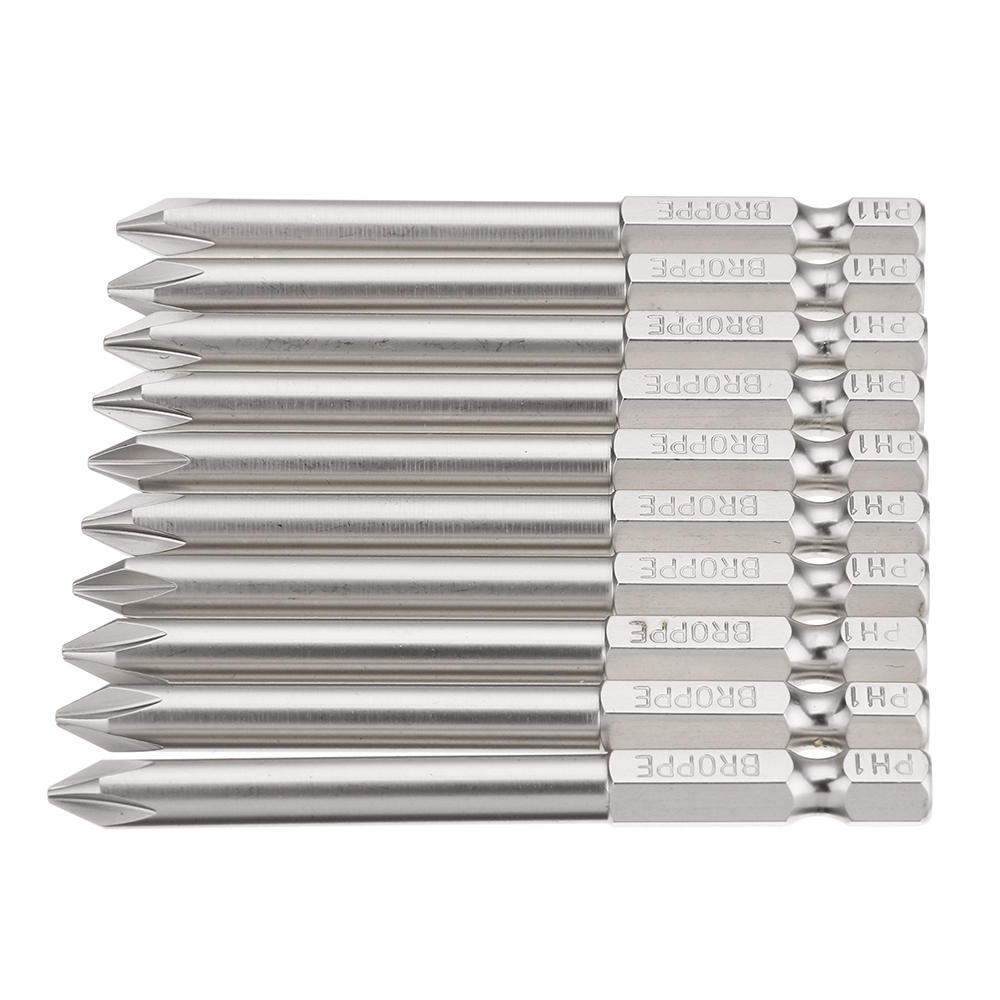 10pcs 75mm PH1 Screwdriver Bit 1/4" Hex Shank Magnetic Phillip Screwdriver Bits Set