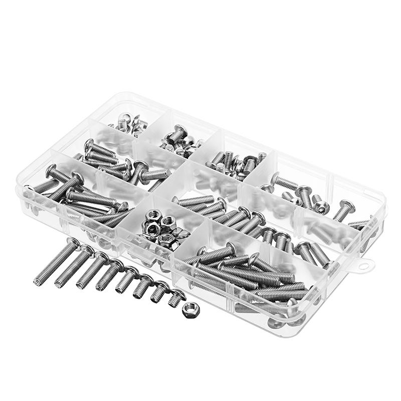 150Pcs M5 Stainless Steel 6-30mm Hex Socket Button Head Screw Allen Bolt Assortment Kit