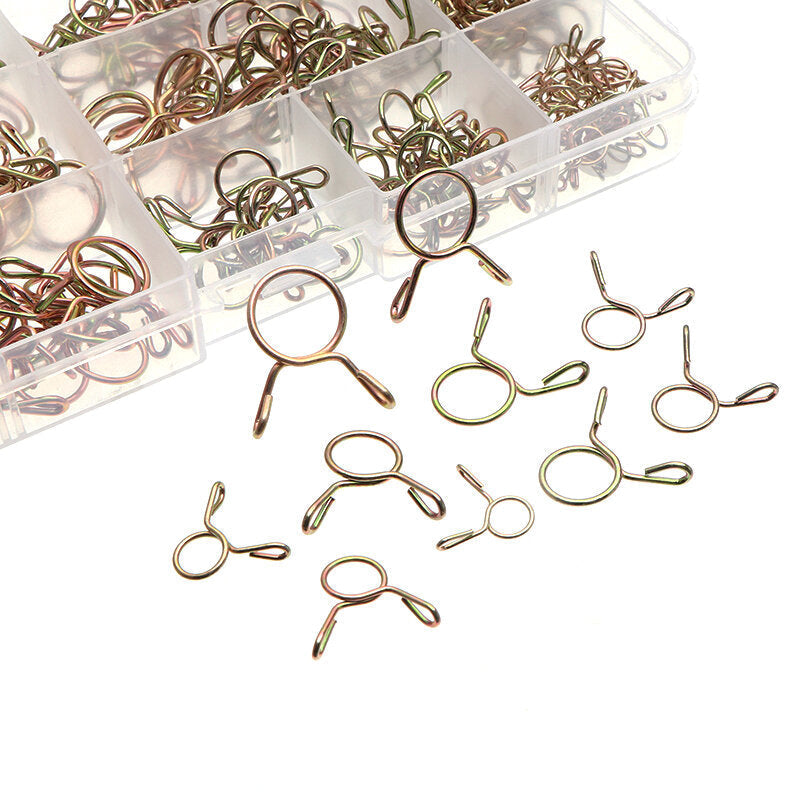 250Pcs Fuel Line Silicone Vacuum Hose Clamps Tubing Spring Clips Clamps Tube Clamps Fastener Assortment Kit