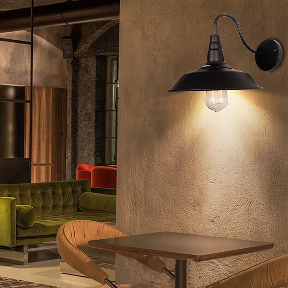Wind Pot Cover Wall Lamp American Simple Wrought Iron Wall Light Aisle Corridor Warehouse Balcony Restaurant Without Bulb
