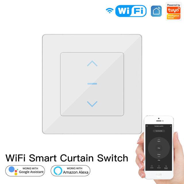 WiFi Smart Curtain Switch Touch Design for Motorized Curtains and Roller Blinds Works with Alexa Google