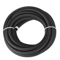20FT Fuel Hose Oil Gas Line Nylon Stainless Steel Braided Silver Black