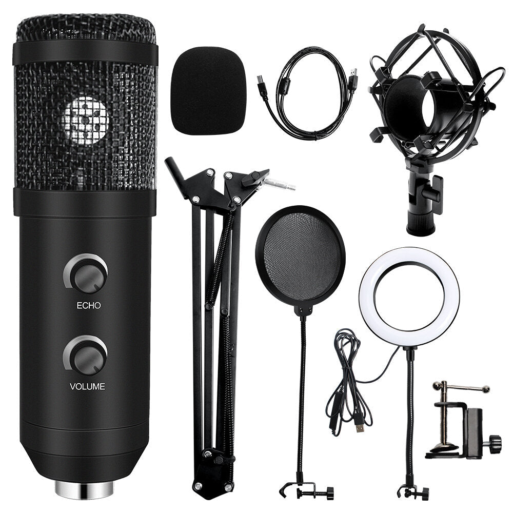 Upgraded Usb E20 Condenser Computer Microphone With Ring Light Studio Kit Arm Stand For Gaming Youtube Video Record