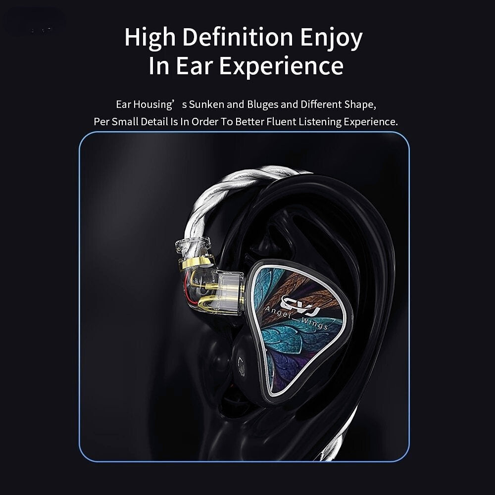 Angel Wing 3.5mm Wired Earphones Electrostatic Dynamic Balanced Hi-Fi Monitor Sport Music Earphone Headphones