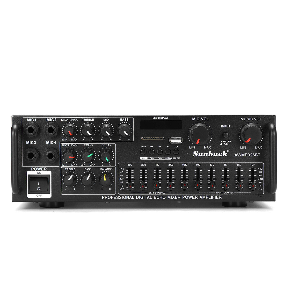 Stereo Amplifier 2 Channel Hi-Fi Audio Power Amplifier Remote Control USB SD FM 220V EU Plug