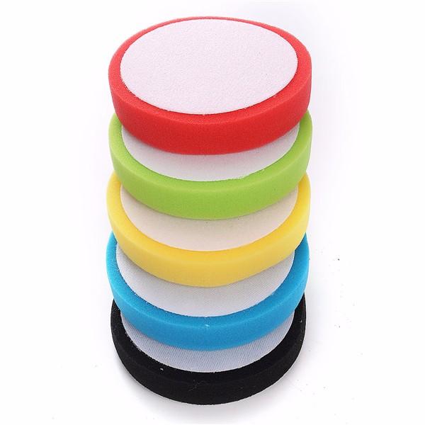 5pcs 6 Inch Flat Sponge Buffing Polishing Pad Kit For Car Polisher