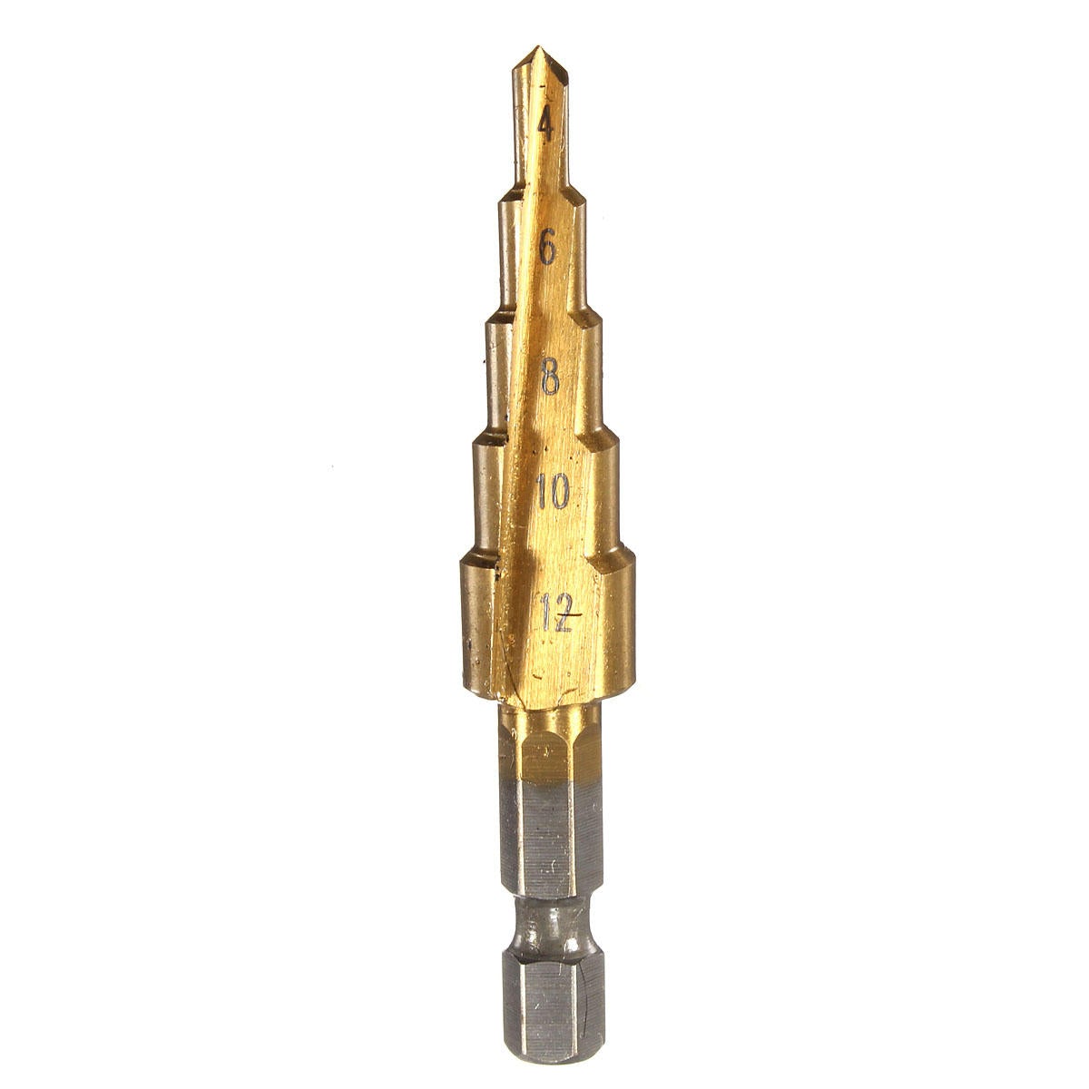 3Pcs 1/4 Inch Hex Shank HSS Titanium Coated Step Drill Bit Set 4-12/4-20/4-32mm in Pouch