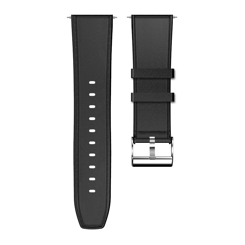24mm Head Layer Cowhide Silicone Watch Band Strap for Smart Watch