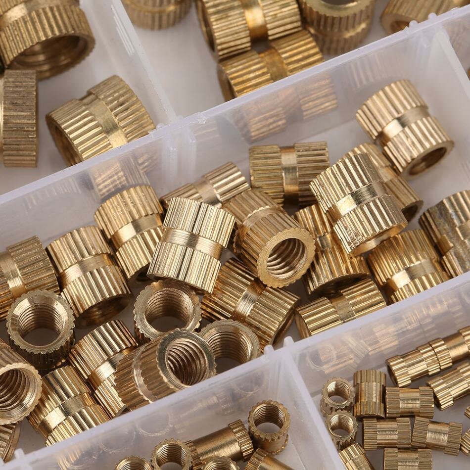 450Pcs M2 M3 M4 Brass Knurled Thread Nuts Insert Embedment Nuts Assortment Kit