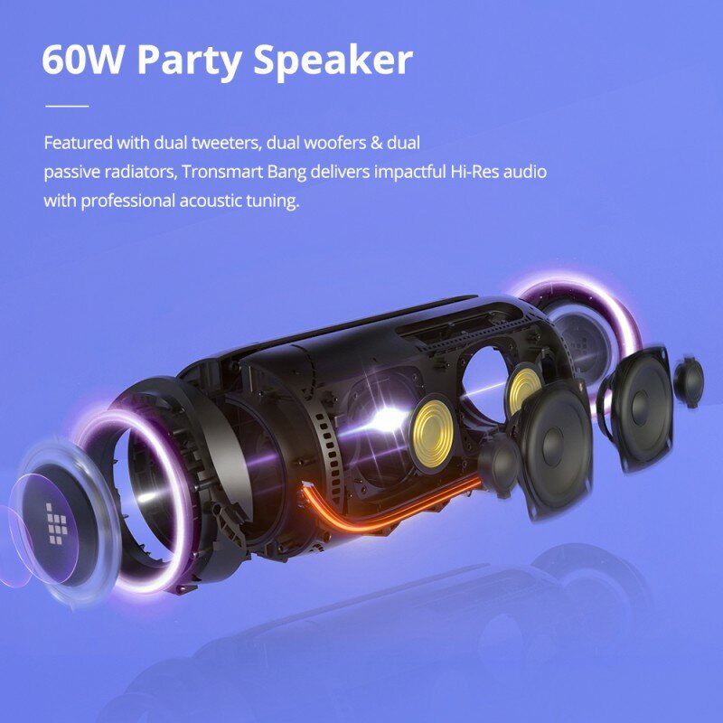 Bluetooth Speaker Colorful Light 10800mAh Large Battery 60W Support NFC Connection TF Card Outdoor Party Speaker
