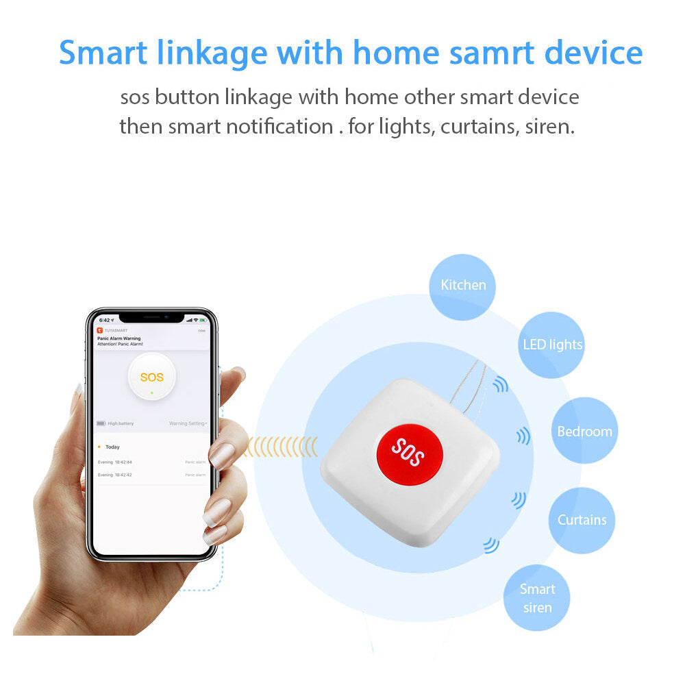 Wireless SOS/Emergency Button Remote Call Button Pager for Help Alert System