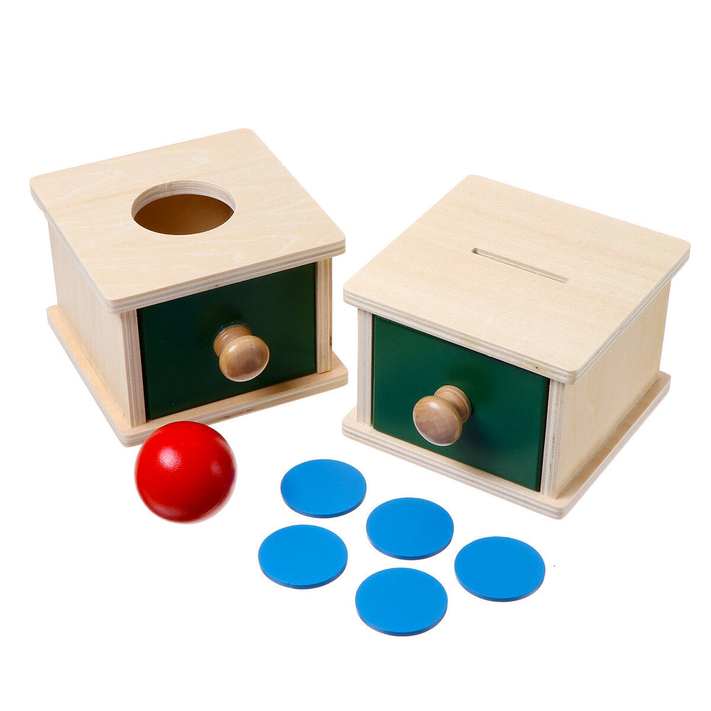 Teaching Aids Wooden Drawer Coin Box Baby Early Education Puzzle Learning Toys Children Gifts