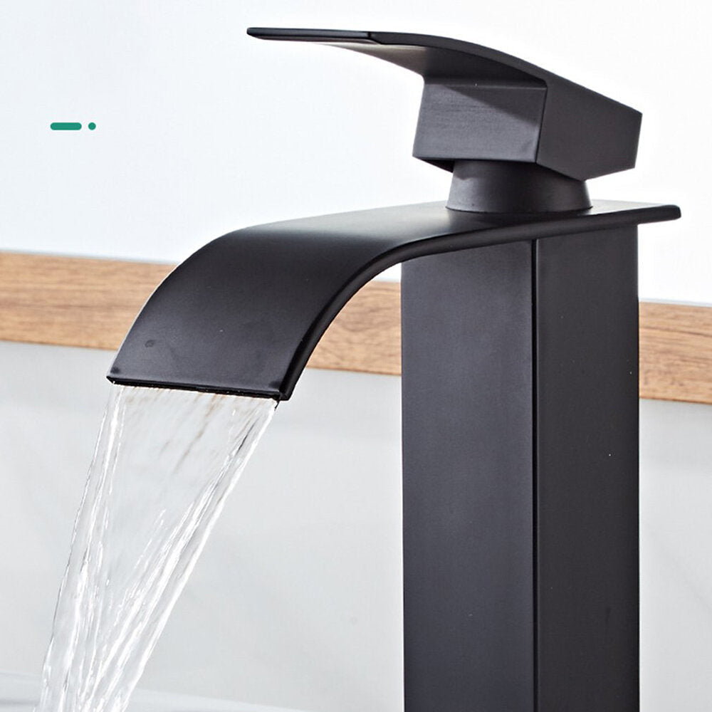 Waterfall Black Bathroom Basin Faucet Single Lever Hole Hot And Cold Washing Tap