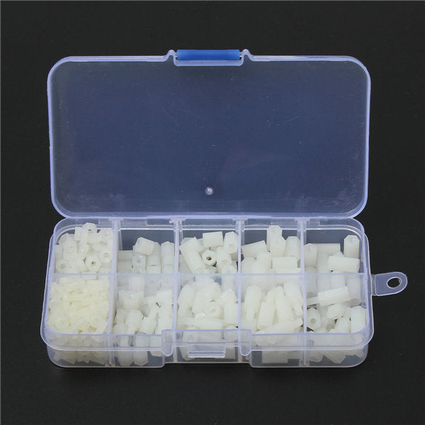 M3NH9 M3 Nylon Screw White Hex Screw Nut Nylon PCB Standoff Assortment Kit 300pcs