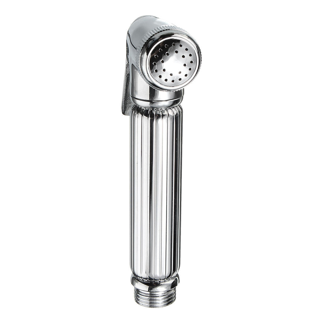 Brass Shaft Douche Spray Bidet Toilet Shower Head Nozzle Holder Silver Cleaning Device