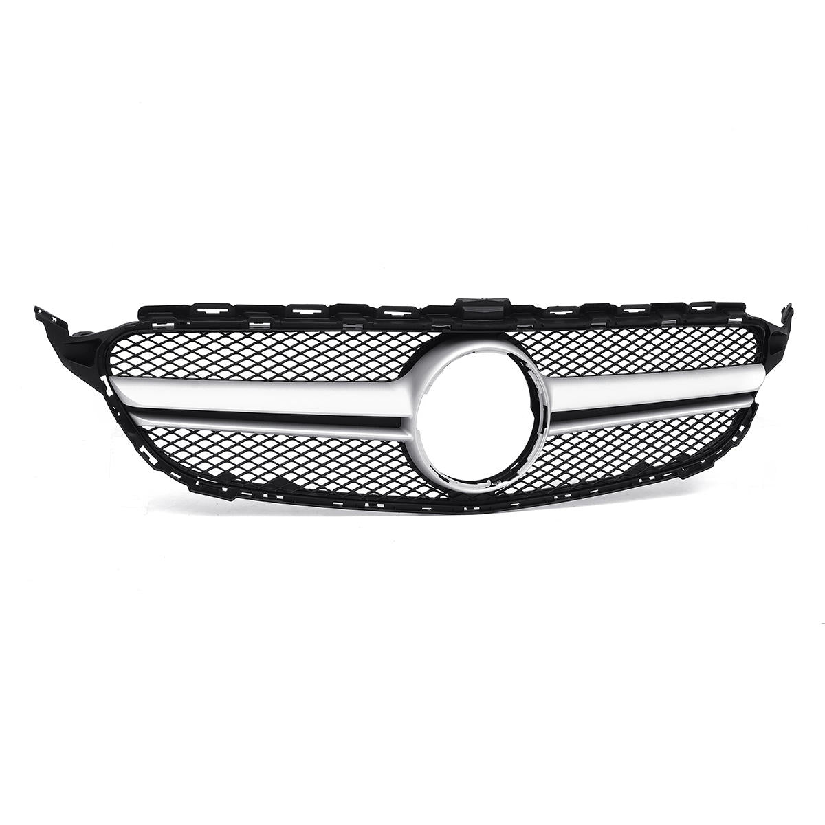 Sliver AMG Style Front Grill Mesh Grille For Mercedes Benz C Class