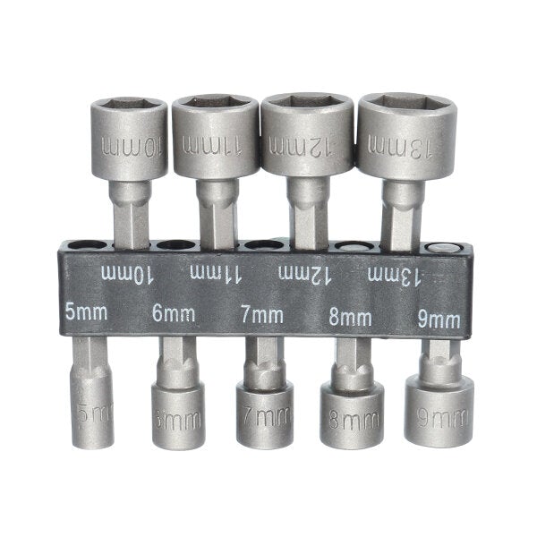 9pcs 1/4 Inch Hex Shank Power Nut Driver Drill Bit Set 5-13mm Socket Wrench