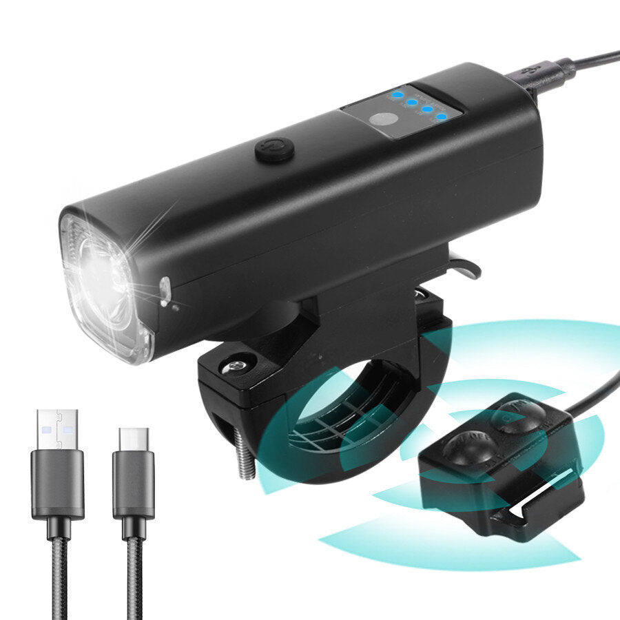 2-in-1 Smart Bike Headlight 4 Modes USB Rechargeable 5 Modes Horn Waterproof Flashlight Bicycle Front Lamp