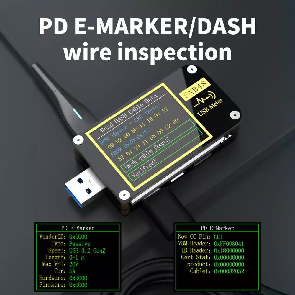 FNB48 USB Tester Voltmeter Ammeter bluetooth APP Tester Current and Voltmeter USB Tester With USB-A/Micro USB /Type-C Interface