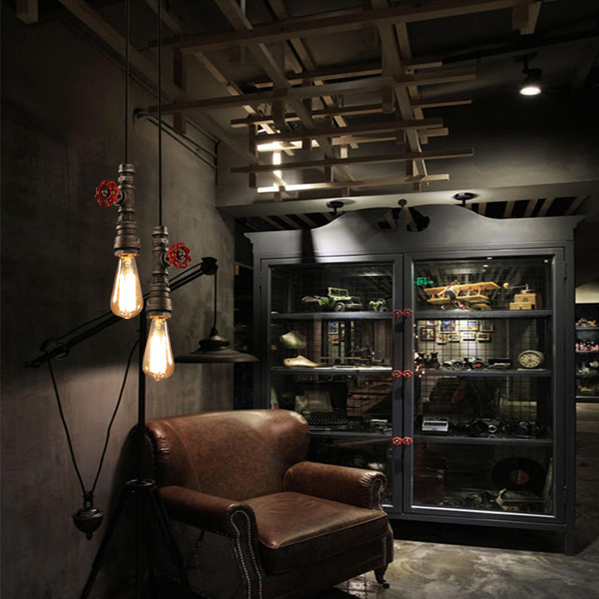 Pendant Tube Iron Ceiling Lamp Hanging Chandelier Light