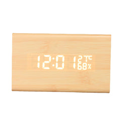 Voice-activated Triangle Alarm Clock Humidity Temperature Sensing Wooden Desk Clock LED Digital Display Alarm Clock