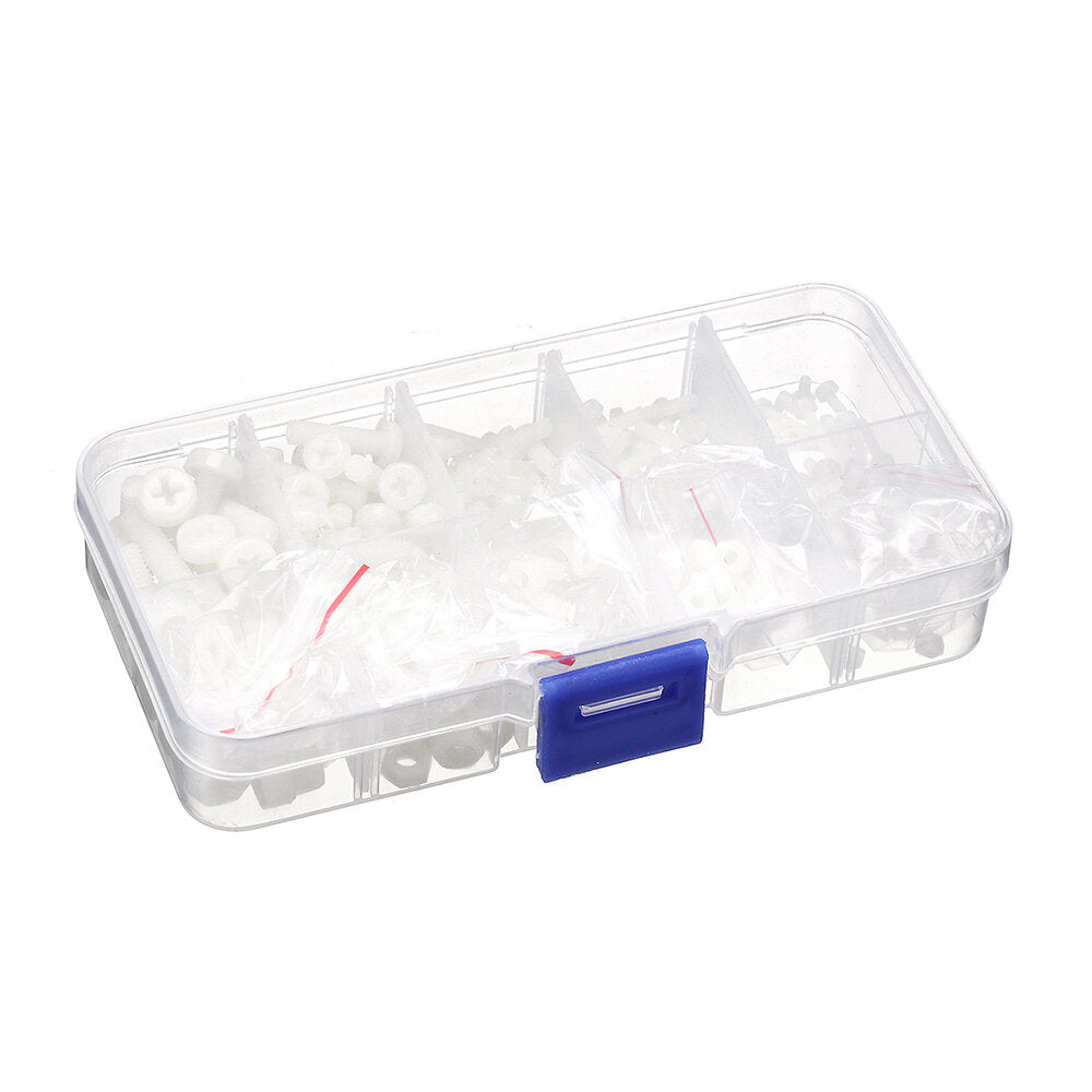 270Pcs White/Black M2-M5 Plastic Nylon Phillips Screw Round Head Hex Nut Assortment Kits