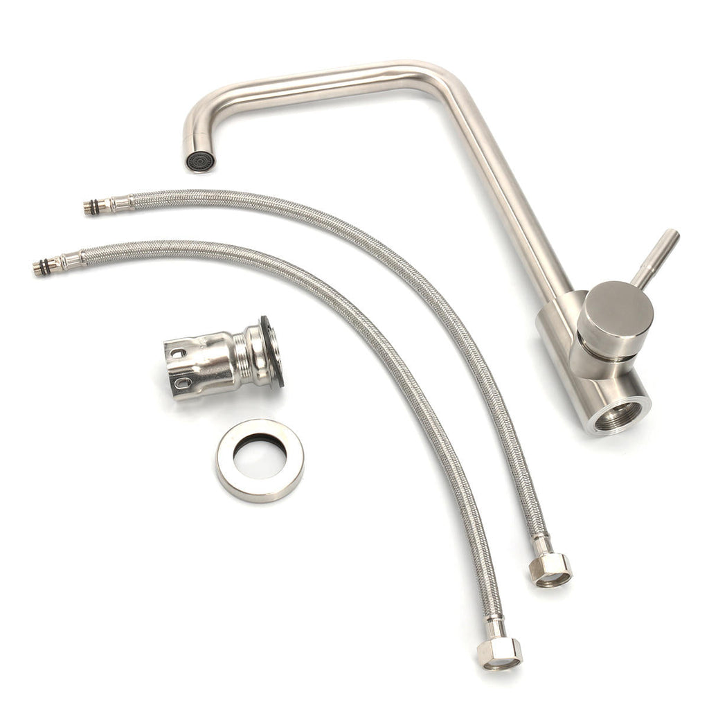 304 Stainless Steel Burnished Faucet Kitchen Hot And Cold Water Mixer Single Handle Rotation Tap