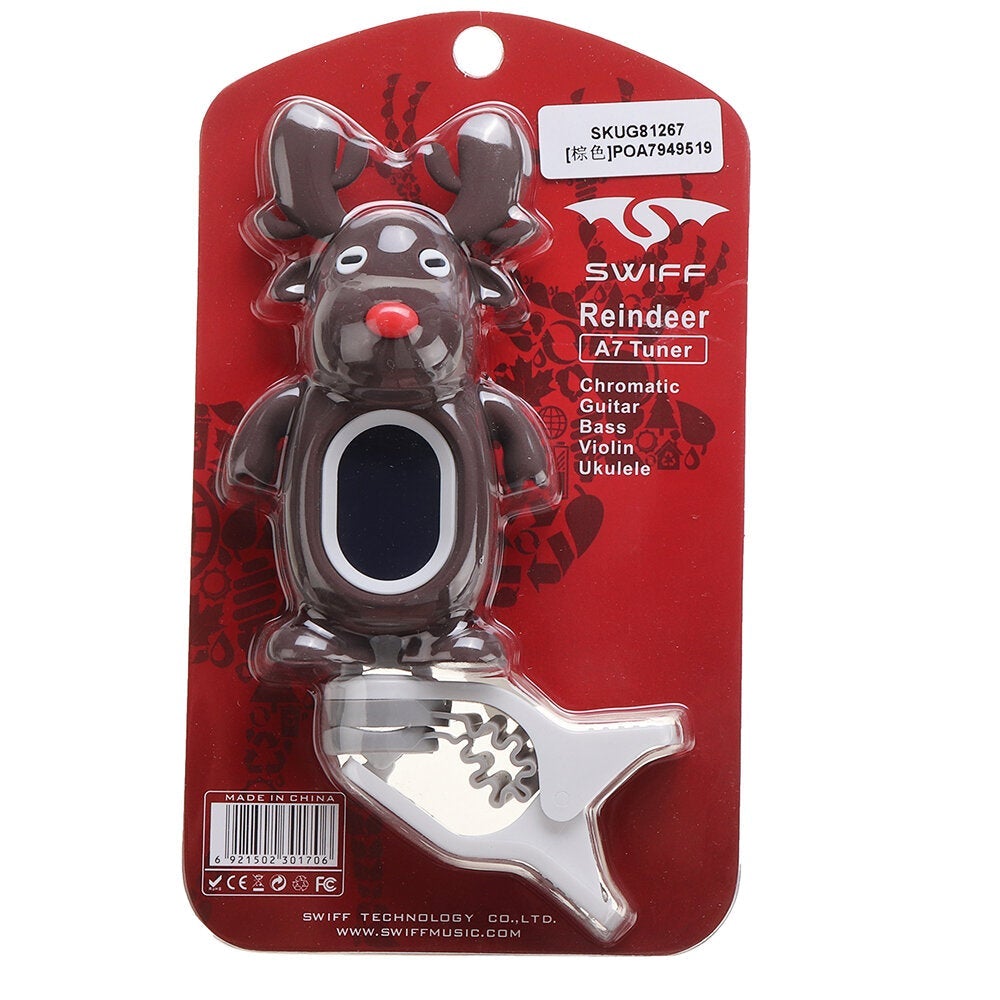 Cartoon ELK Shape LCD Display Rotatable Clip-on Digital Tuner for Erhu / Guzheng / Pipa / Guitar / Bass / Violin / Ukulele