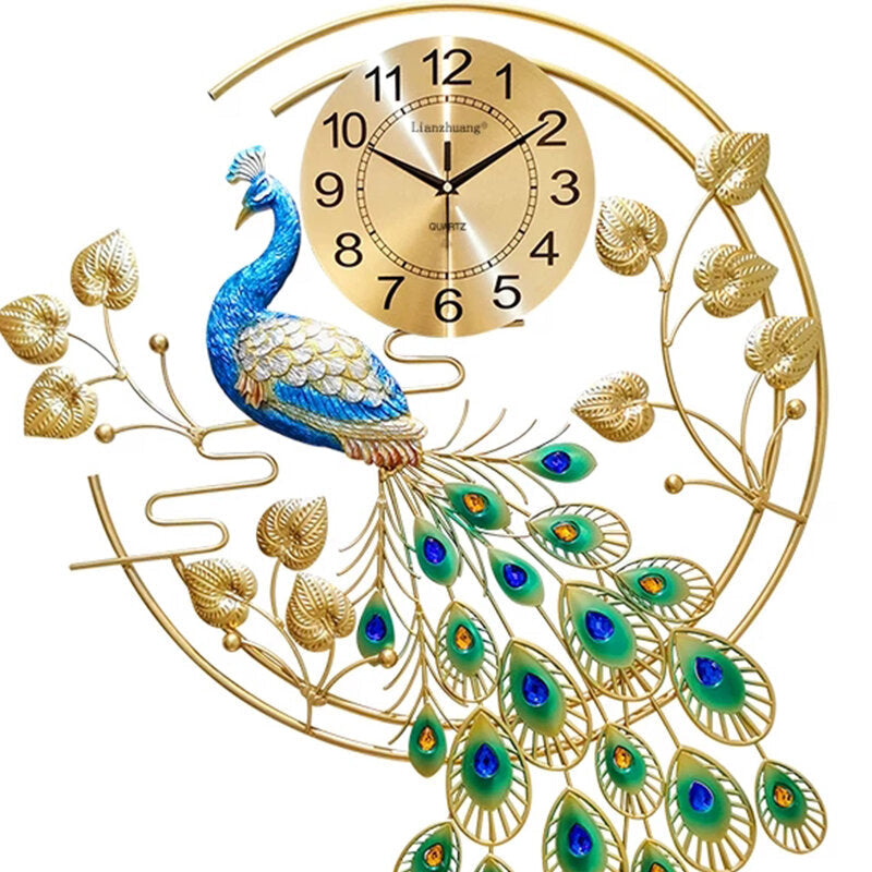 Without Battery Peacock Clock Wall Clock Wall Watch Living Room Home Creative Fashion Mute Modern Decoration Personality Clock