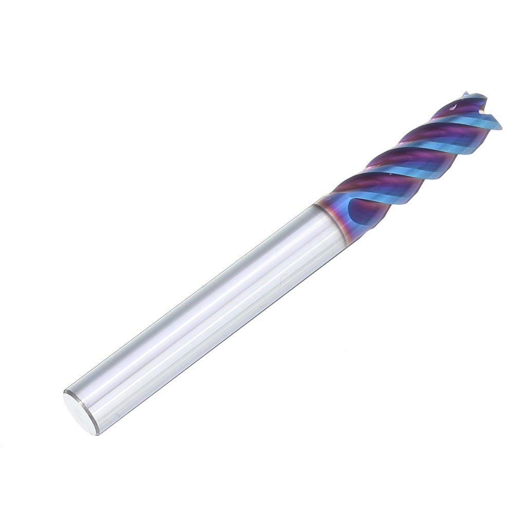 D4/5/6/8/10mm HRC60 4 Flutes L75mm Blue NACO Coated Tungsten Carbide Milling Cutter CNC Tool