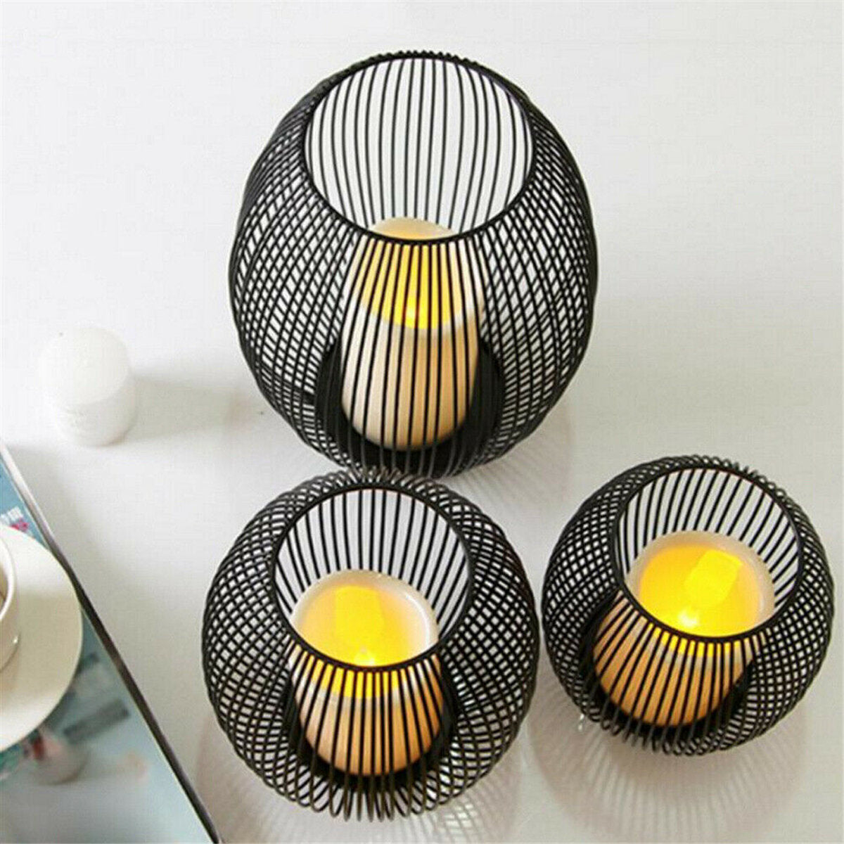 Iron Cage Tealight Candle Stand Holder Lantern Candlestick Wedding Decor