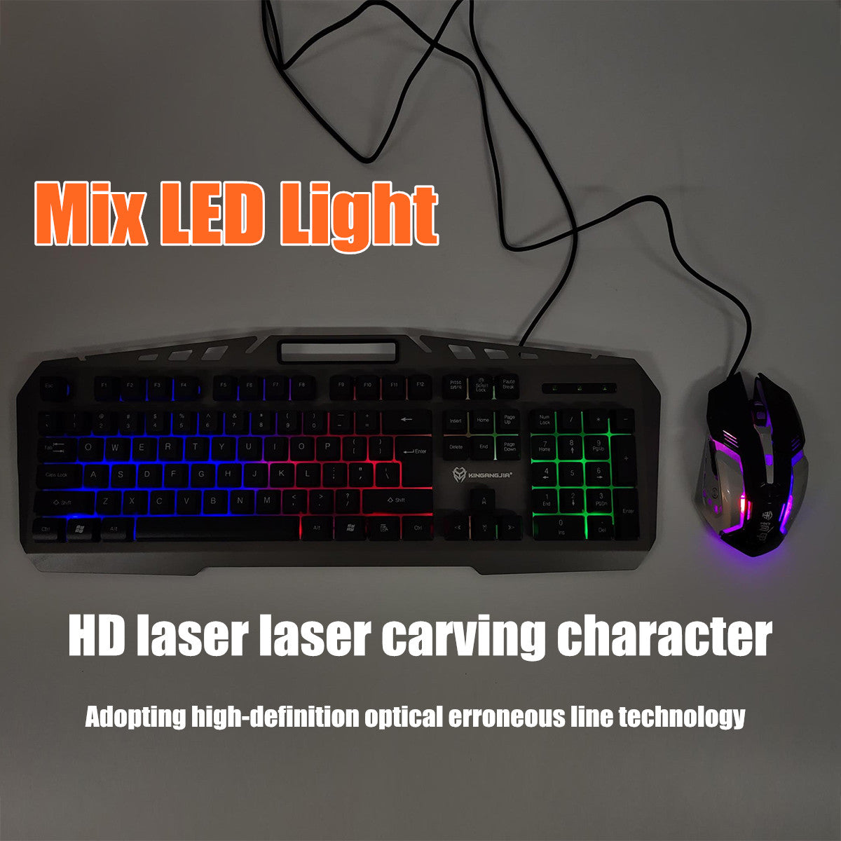 Colorful Backlight Alloy Panel USB Wired Gaming Keyboard 2400DPI LED Gaming Mouse Combo