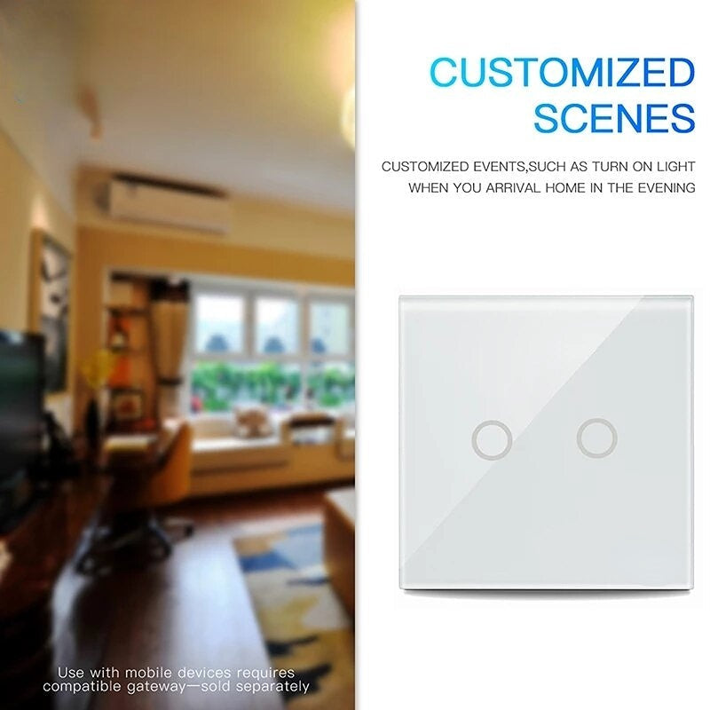 Smart Light Switch EU 1/2/3CH Touch Sensitive Wall Switch Home Automation Z Wave Wireless Remote Control Light Switch