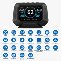 Head Up Display OBD 3.5inch Car Overspeed Warning Inclinometer Auto Electronic Voltage Alarm