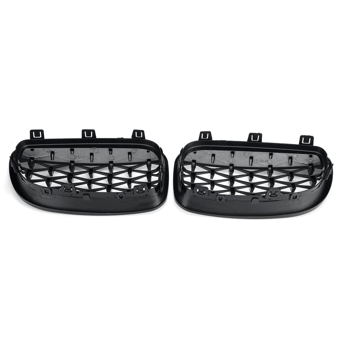 Pair Glossy Black Car Front Kidney Grill Grilles Diamond Style For BMW 1 Series