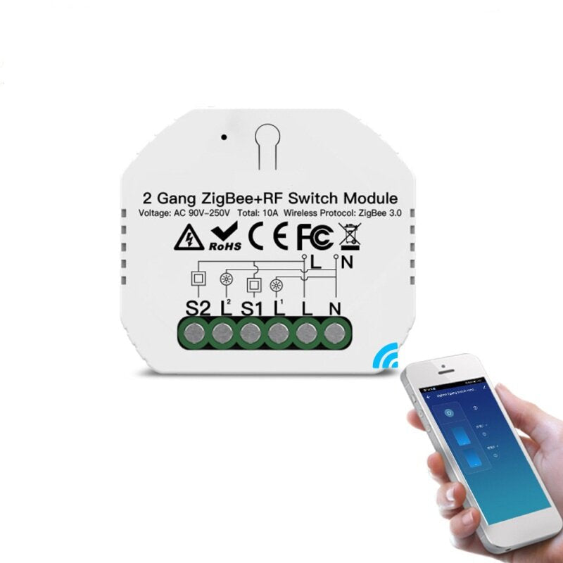 Smart Light Switch 2 Gang +RF Switch APP Remote Control Work with Alexa Google Home
